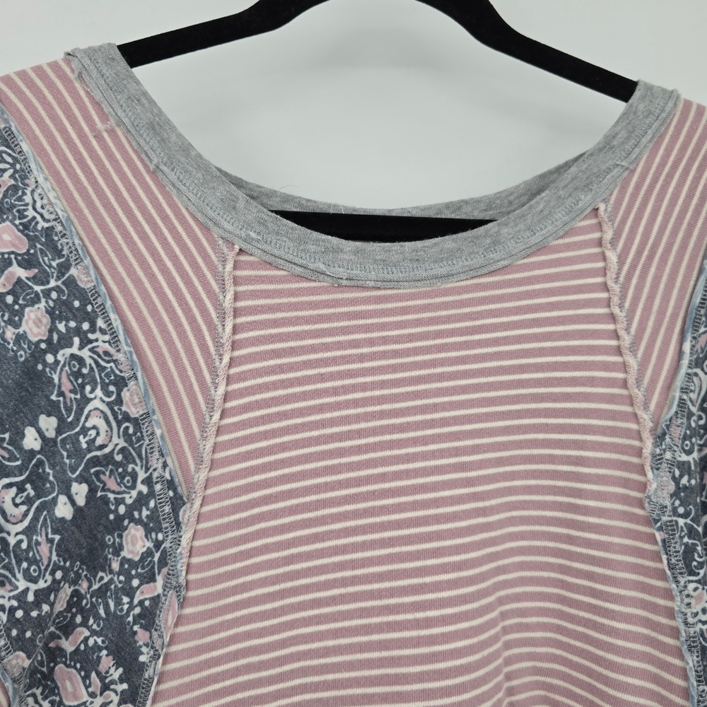 Striped Pink Patchwork Women’s Top - Picture 3 of 9